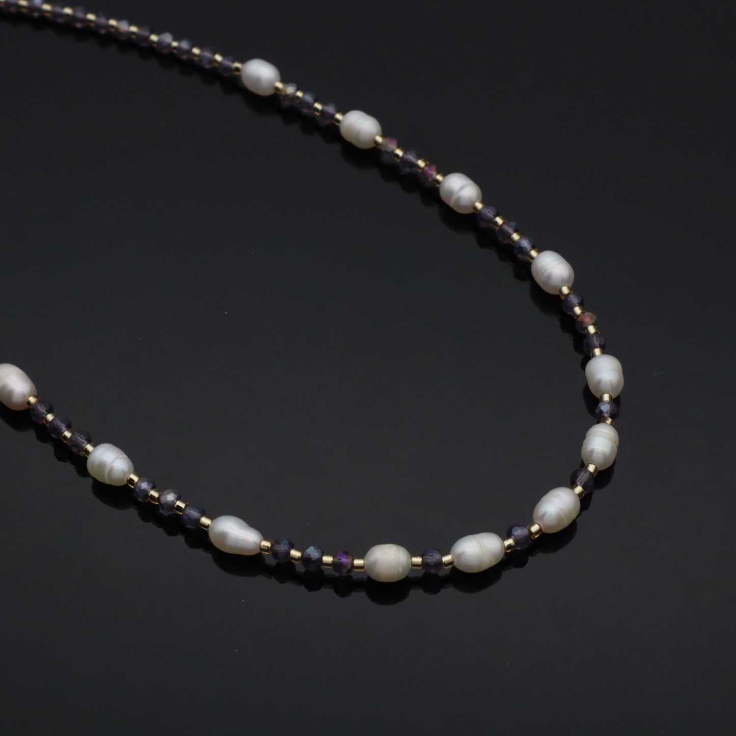 Newest Custom Handmade OEM Jewelry Gift Glass Crystal Beads Necklace Gold Plated Fresh Water Pearl Necklace