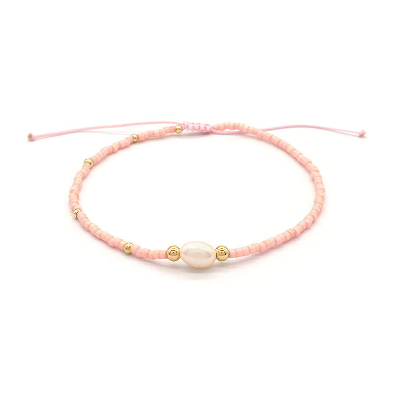 Wholesale Fashion Gold Plated Custom OEM Handmade Adjustable Fresh Water Pearl Miyuki 925 Sterling Silver Beads Bracelet