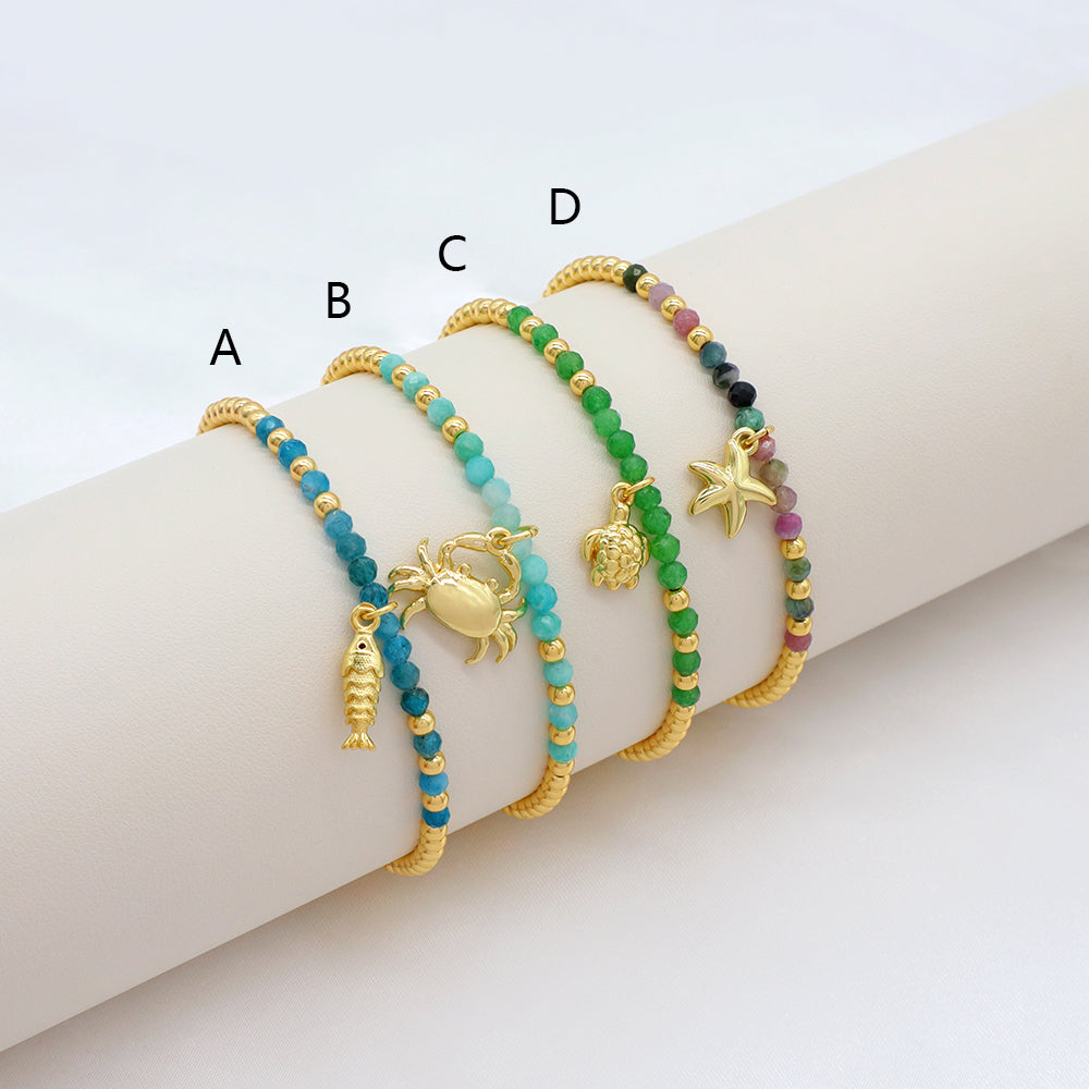 Handmade Customizable Natural Stone Stainless Steel Double Layer Bracelet