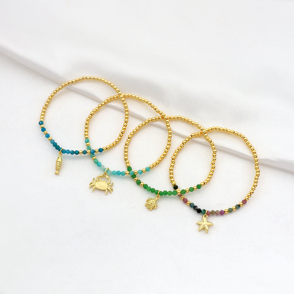 Handmade Customizable Natural Stone Stainless Steel Double Layer Bracelet
