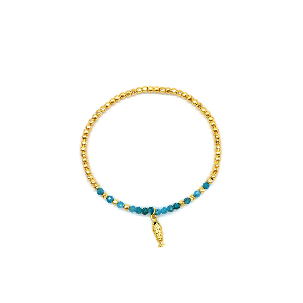 Handmade Customizable Natural Stone Stainless Steel Double Layer Bracelet