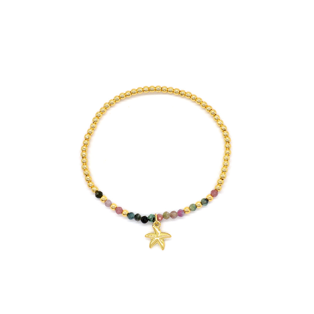 Handmade Customizable Natural Stone Stainless Steel Double Layer Bracelet
