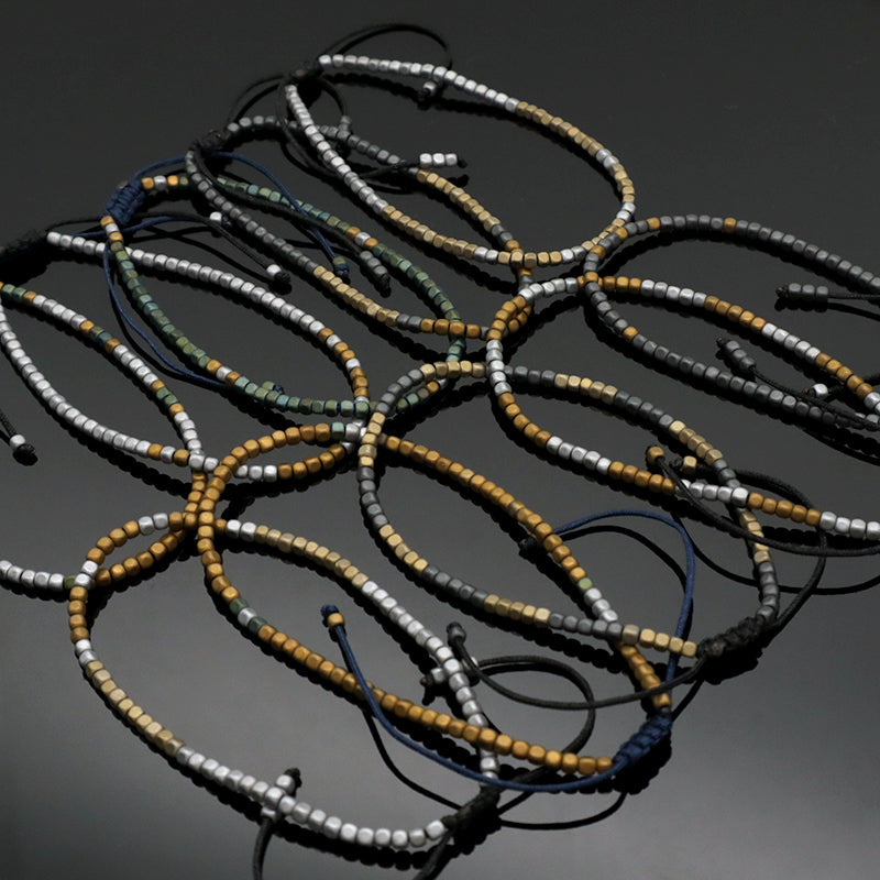 Best Friend Adjustable Handmade OEM Wholesale Fashionable Customized Woven Braided Hematite Beads Bangle Bracelet For Women Men
