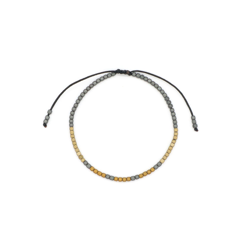 Best Friend Adjustable Handmade OEM Wholesale Fashionable Customized Woven Braided Hematite Beads Bangle Bracelet For Women Men
