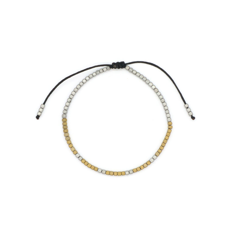 Best Friend Adjustable Handmade OEM Wholesale Fashionable Customized Woven Braided Hematite Beads Bangle Bracelet For Women Men