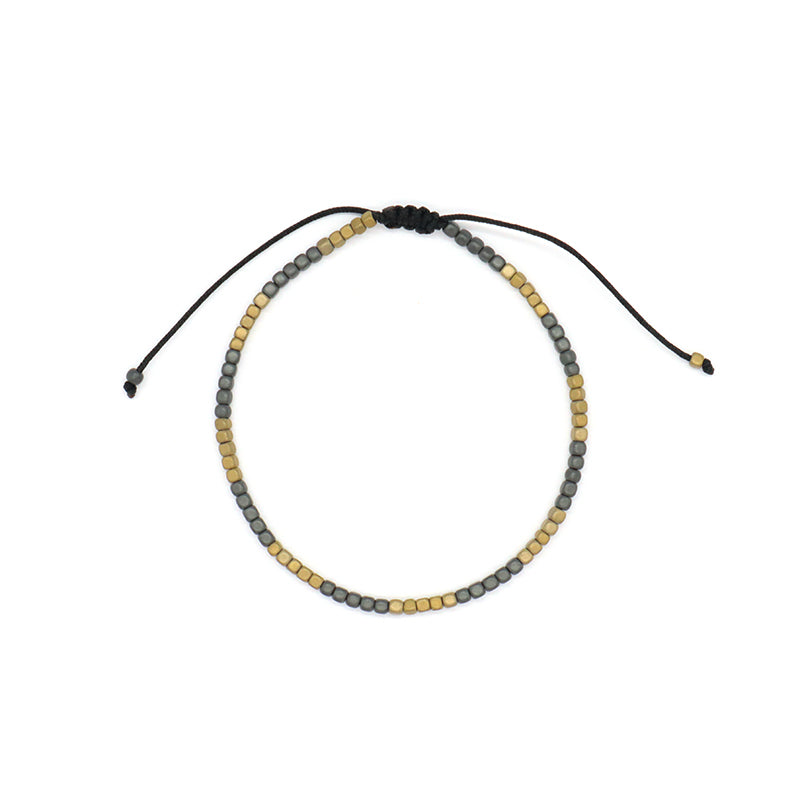 Best Friend Adjustable Handmade OEM Wholesale Fashionable Customized Woven Braided Hematite Beads Bangle Bracelet For Women Men