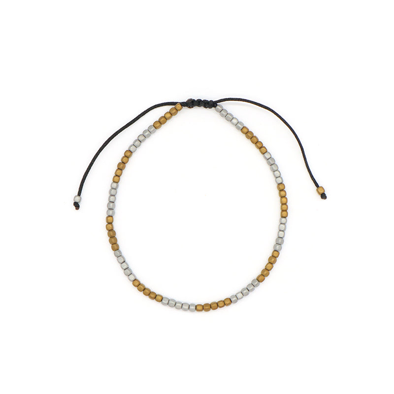 Best Friend Adjustable Handmade OEM Wholesale Fashionable Customized Woven Braided Hematite Beads Bangle Bracelet For Women Men