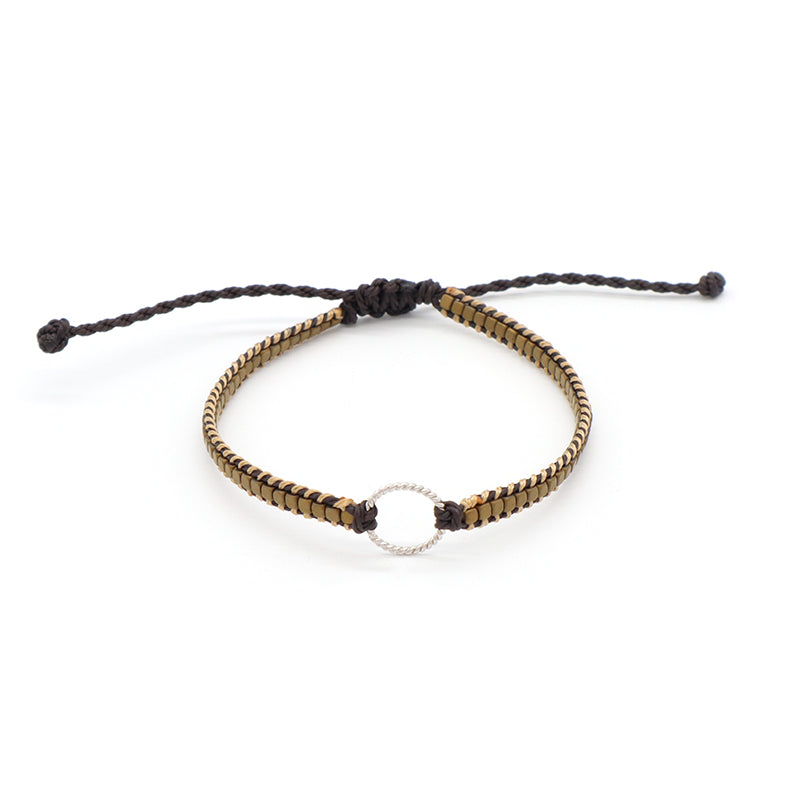 Wholesale China Factory Fashion Handmade OEM Customized Woven Adjustable 925 Sterling Silver Round Charm Hematite Beads Bracelet