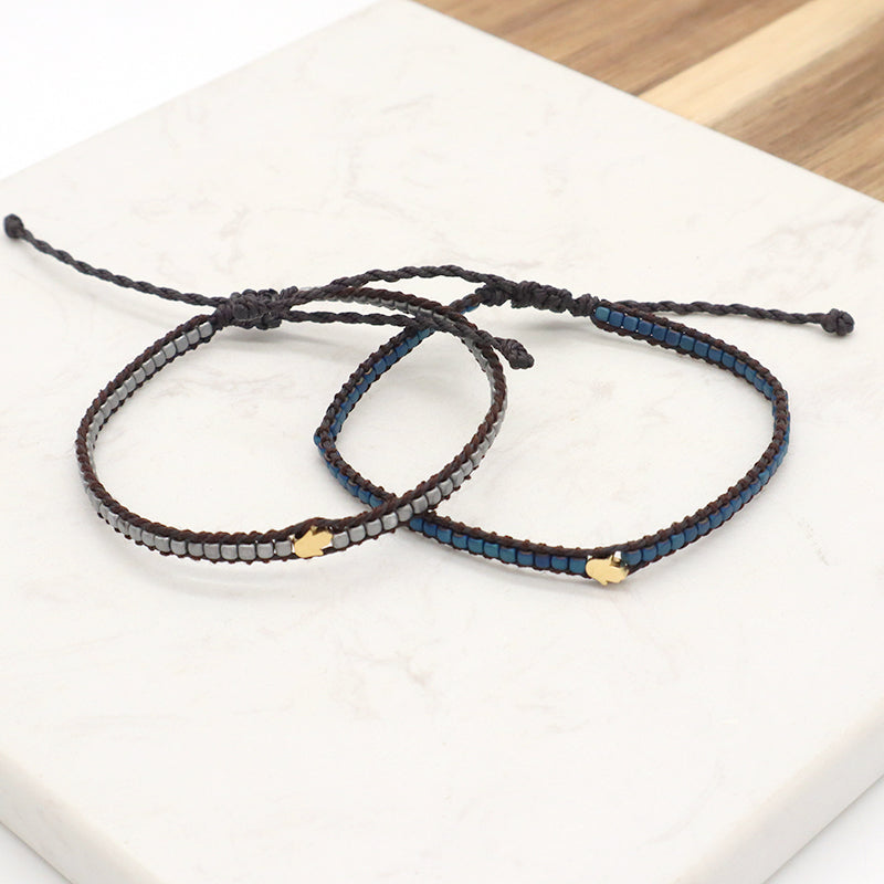 Handmade Wholesale Custom Factory Fashion Braided Woven Jewelry Adjustable Stainless Steel Charm Hematite Bracelet For Women Men