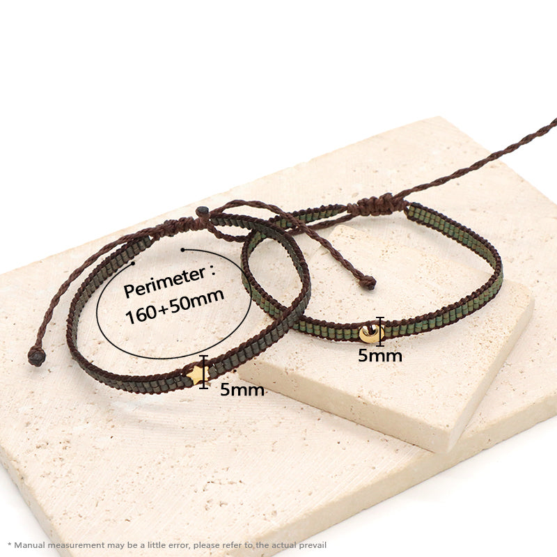 OEM Wholesale Custom Woven Double Layer Best Friend Handmade Adjustable Miyuki Bangle Stainless Steel Charm Miyuki Beads Bracelet
