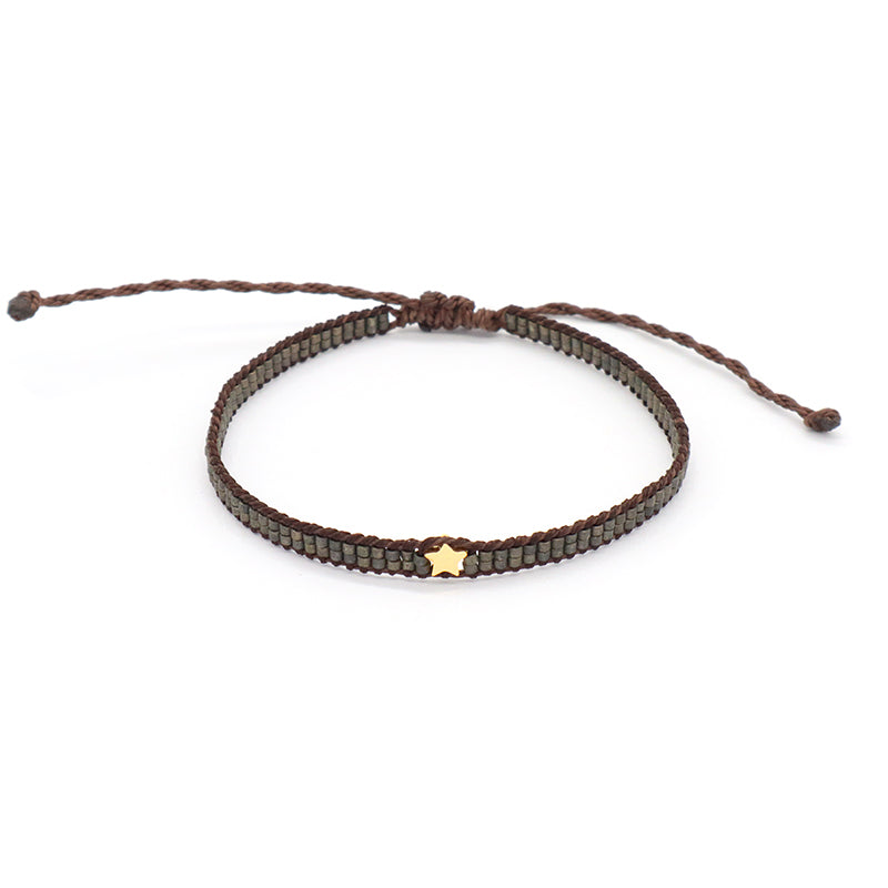 OEM Wholesale Custom Woven Double Layer Best Friend Handmade Adjustable Miyuki Bangle Stainless Steel Charm Miyuki Beads Bracelet