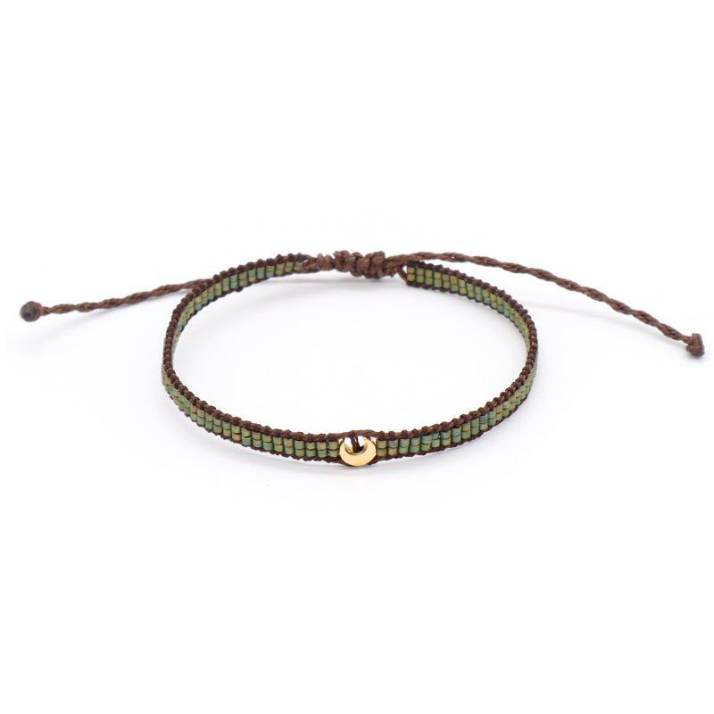 OEM Wholesale Custom Woven Double Layer Best Friend Handmade Adjustable Miyuki Bangle Stainless Steel Charm Miyuki Beads Bracelet