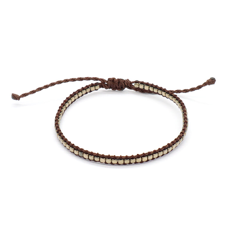 New Custom Woven Wholesale adjustable handmade Jewelry Fashion Braided Woven Adjustable Hematite Beads Bracelets