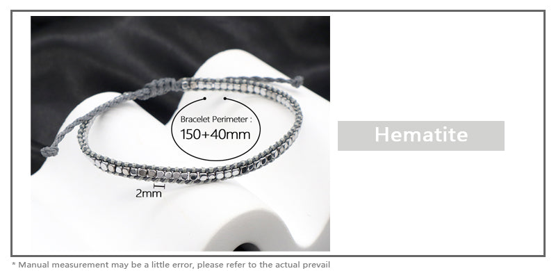 Wholesale Simple Design Good Quality OEM Custom Woven Best Friend Handmade Adjustable Hematite Beads Bangle Bracelet