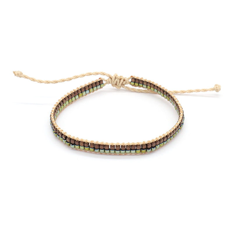 Good Quality OEM Custom Wholesale Simple Design Woven Best Friend Handmade Adjustable Double Rows Hematite Beads Bangle Bracelet