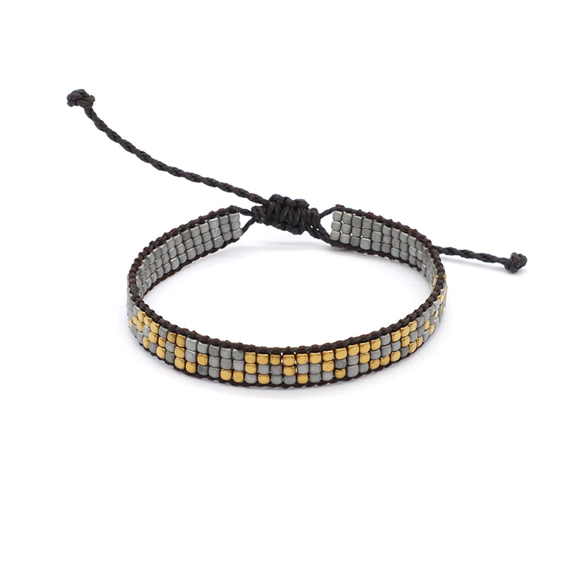 OEM Simple Custom Design Good Quality Wholesale Woven Best Friend Handmade Adjustable Three Layers Hematite Beads Bangle Bracelet