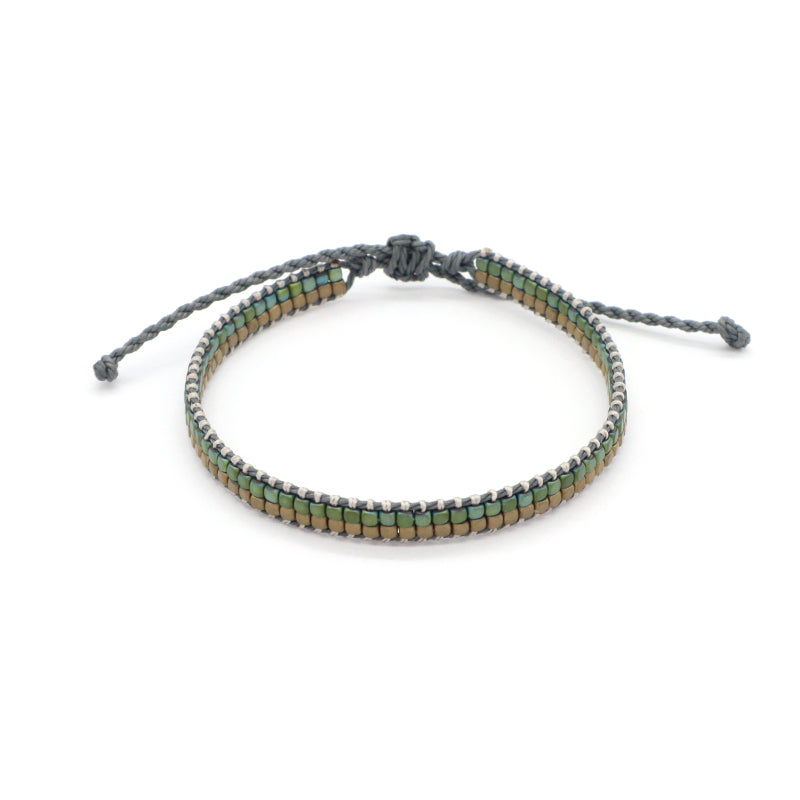 OEM Custom Woven Wholesale Simple Design Best Friend Handmade Adjustable Double Layers Hematite Beads Bangle Bracelet