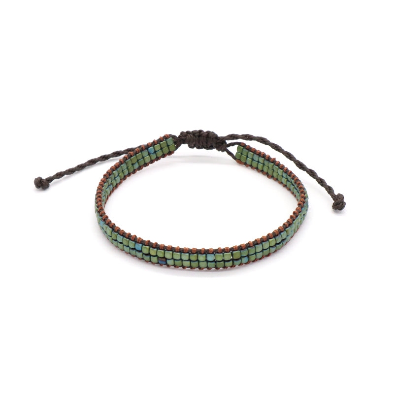 OEM Simple Design Custom Woven Wholesale Best Friend Handmade Adjustable Double Layers Hematite Beads Bangle Bracelet