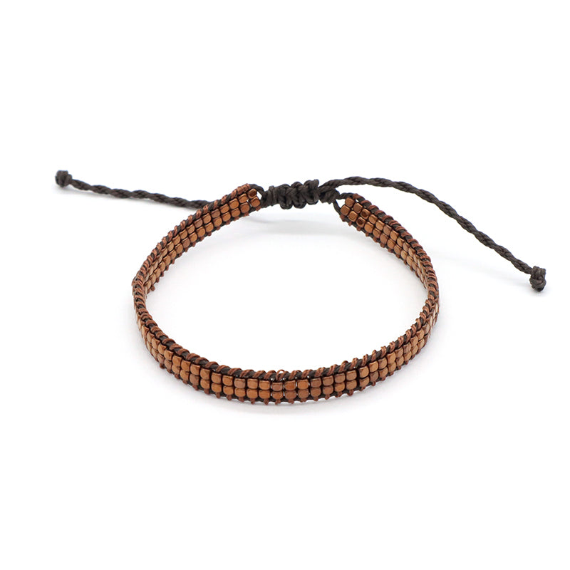 Custom OEM Woven Wholesale Simple Design Handmade Double Layers Adjustable Hematite Beads Bangle Bracelet