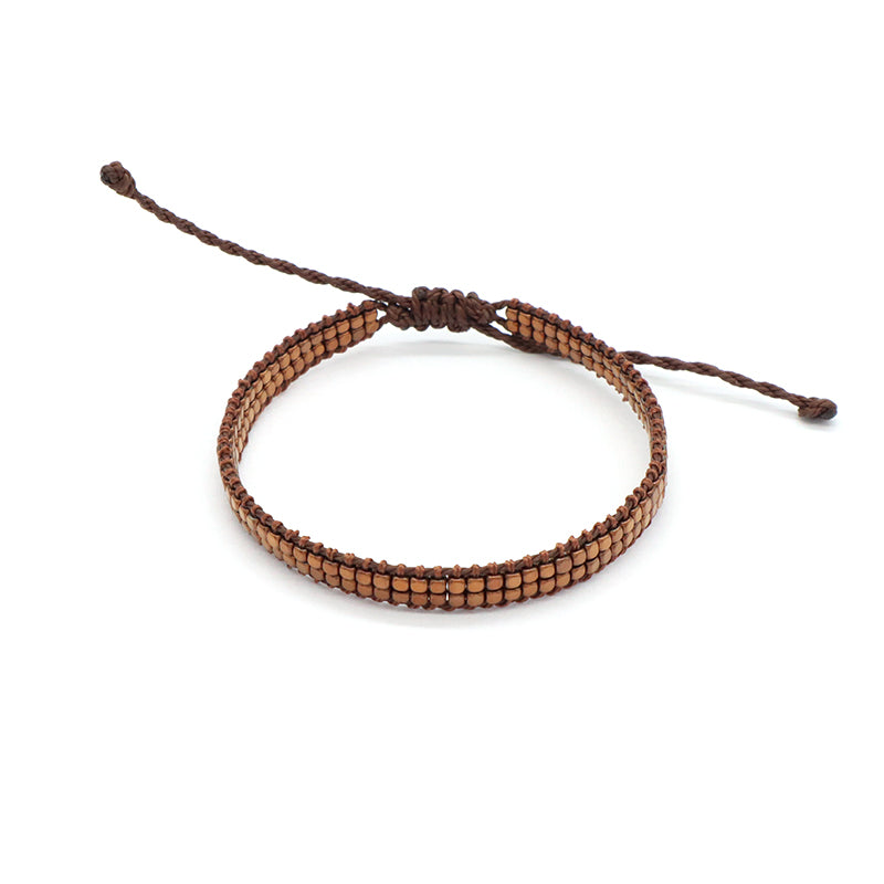 Custom OEM Woven Wholesale Simple Design Handmade Double Layers Adjustable Hematite Beads Bangle Bracelet