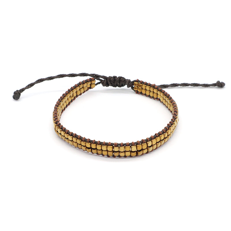 Simple Design OEM Custom Woven Best Friend Handmade Adjustable Double Layers Hematite Beads Bangle Bracelet