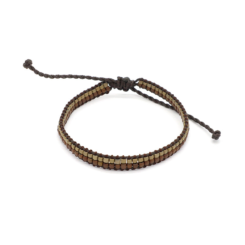 Handmade OEM Good Quality Wholesale Simple Design Custom Woven Best Friend Adjustable Double Rows Hematite Beads Bangle Bracelet