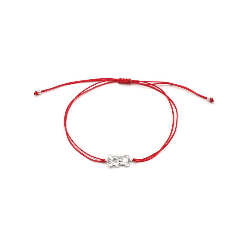 OEM Simple Design Handmade New Fashion Jewelry Adjust 925 Sterling Silver Small Bear Charm Thread Bracelets