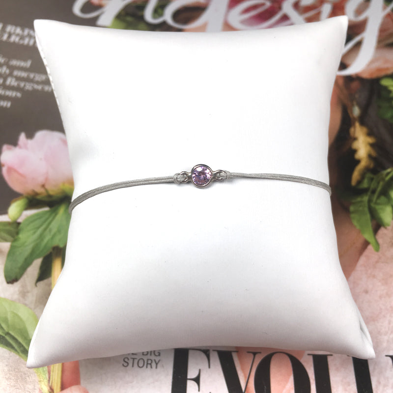 925 Sterling Silver Fashion CZ Charm With Rose-gold Rhodium Gold Multi Color Plated Simple Design Handmade Bracelet