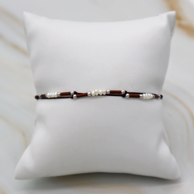 Custom Handmade Rope Thread Adjust Minimal Cute Girl Small Fresh Water Pearl 925 Silver Miyuki Beaded Bracelet