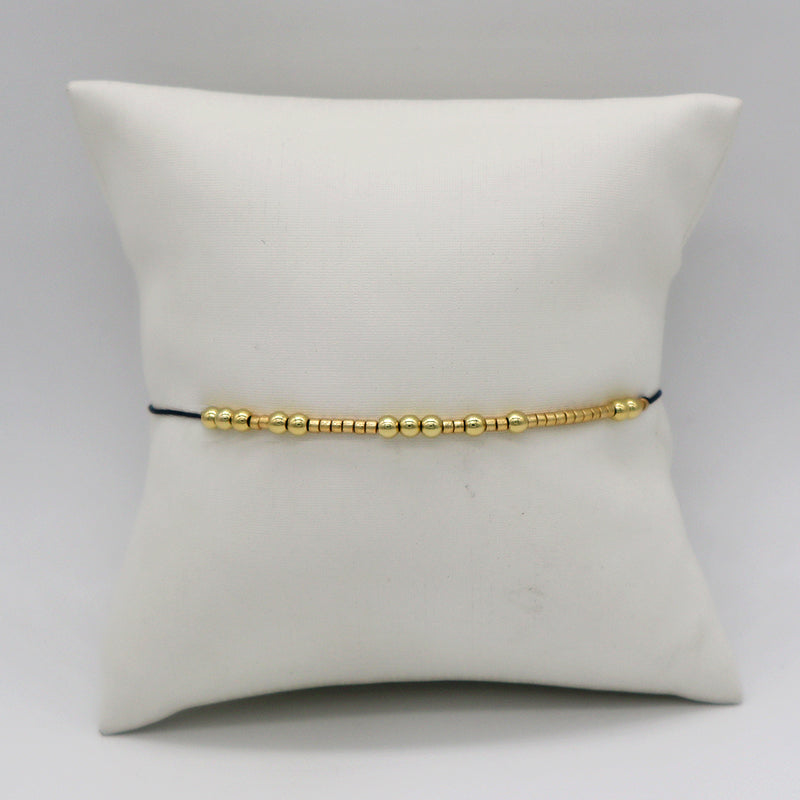 Trendy Design Simple Competitive Price Morse Code Long Short Brass Bead Handmade Rope Bracelet