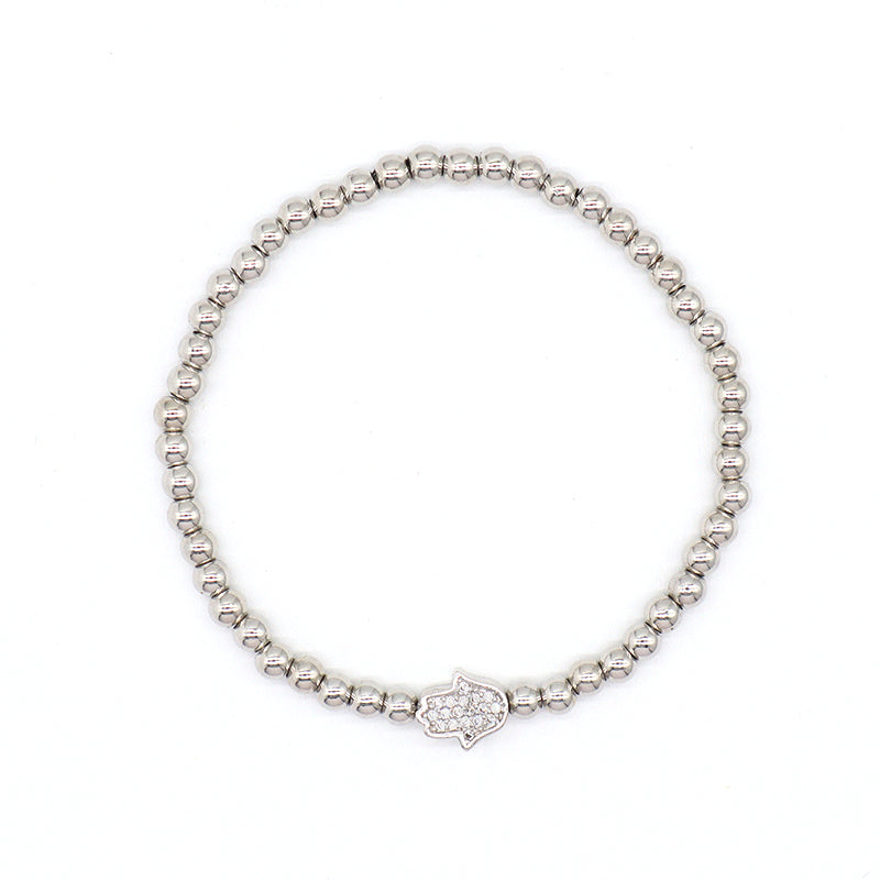 High Quality Pvd Plated Beads Women Jewelry 18k Gold Plated Beaded Hamsa Butterfly Star Heart Bracelets Bangle