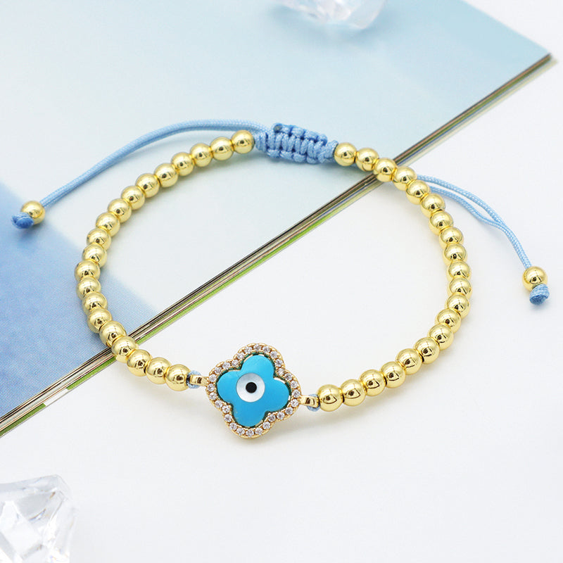 Good Quality Women Jewelry Gold Plated Adjustable Beaded Eye Charm Bracelet Turkish Eye Evil Eyes Bracelet
