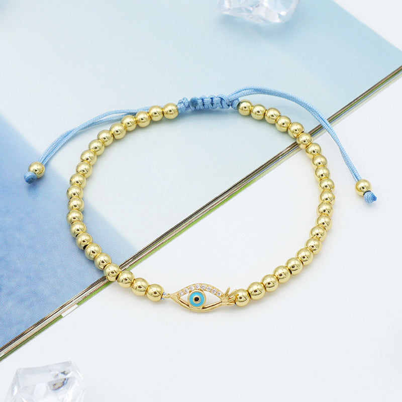 Good Quality Women Jewelry Gold Plated Adjustable Beaded Eye Charm Bracelet Turkish Eye Evil Eyes Bracelet