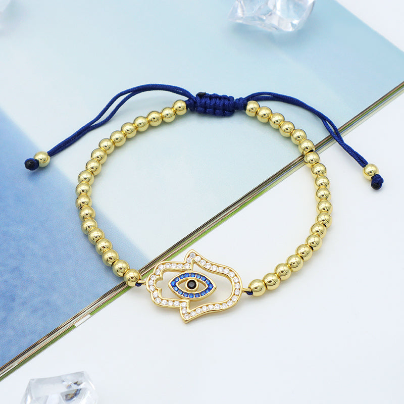 Good Quality Women Jewelry Gold Plated Adjustable Beaded Eye Charm Bracelet Turkish Eye Evil Eyes Bracelet