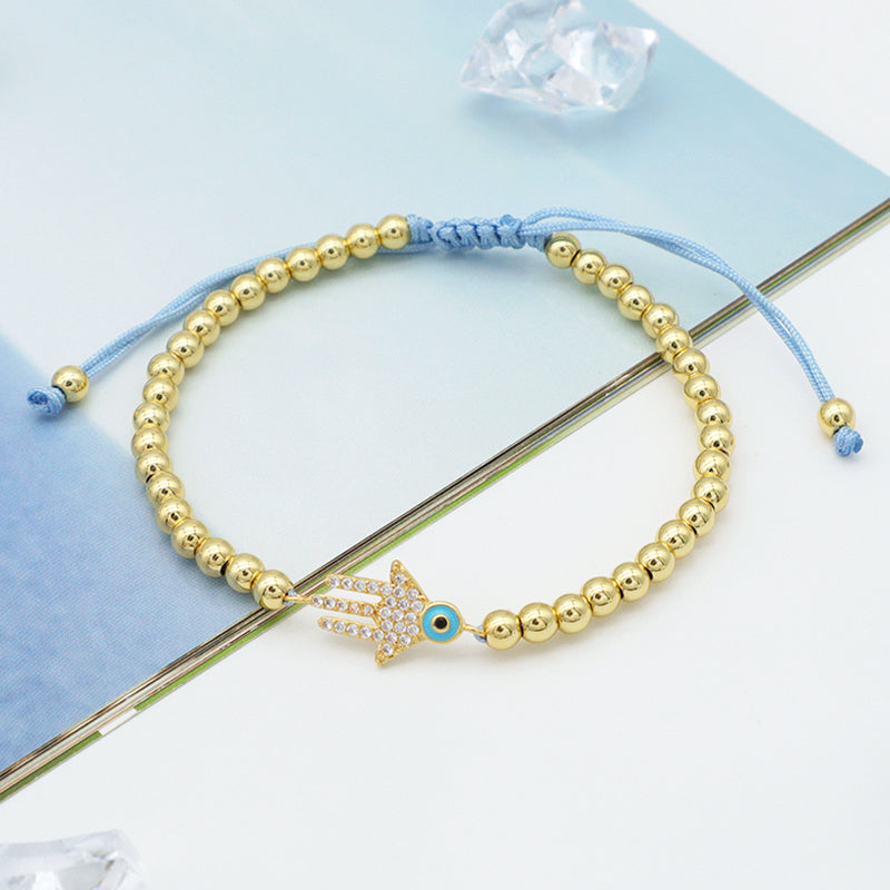 Good Quality Women Jewelry Gold Plated Adjustable Beaded Eye Charm Bracelet Turkish Eye Evil Eyes Bracelet