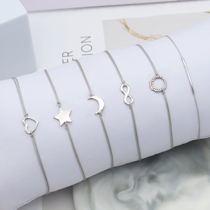 Custom Wholesale Simple Design Rhodium Plating Adjustable Cotton Wire 925 Sterling Silver Small Charms Bracelets