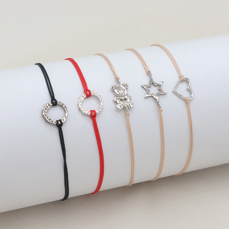 Custom Wholesale Simple Design Rhodium Plating Adjustable Cotton Wire 925 Sterling Silver Small Charms Bracelets