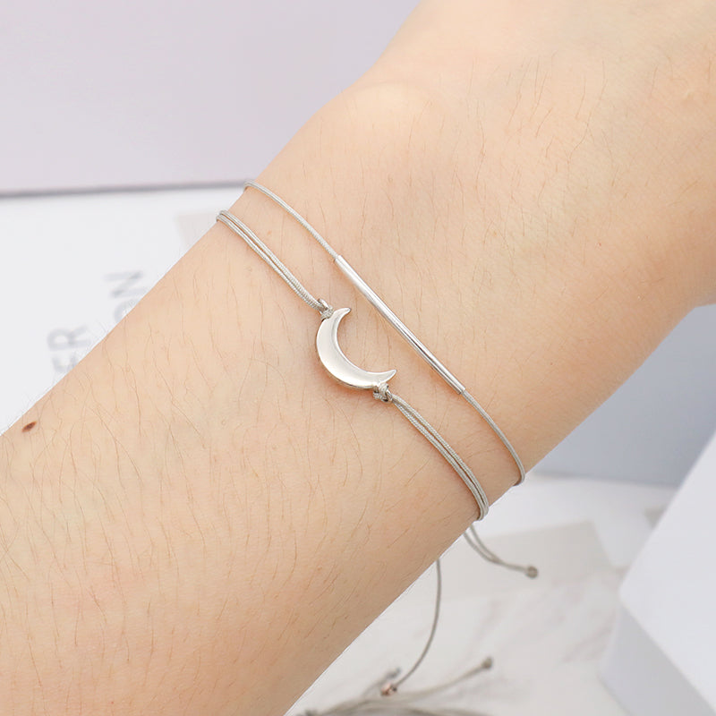 Custom Wholesale Simple Design Rhodium Plating Adjustable Cotton Wire 925 Sterling Silver Small Charms Bracelets