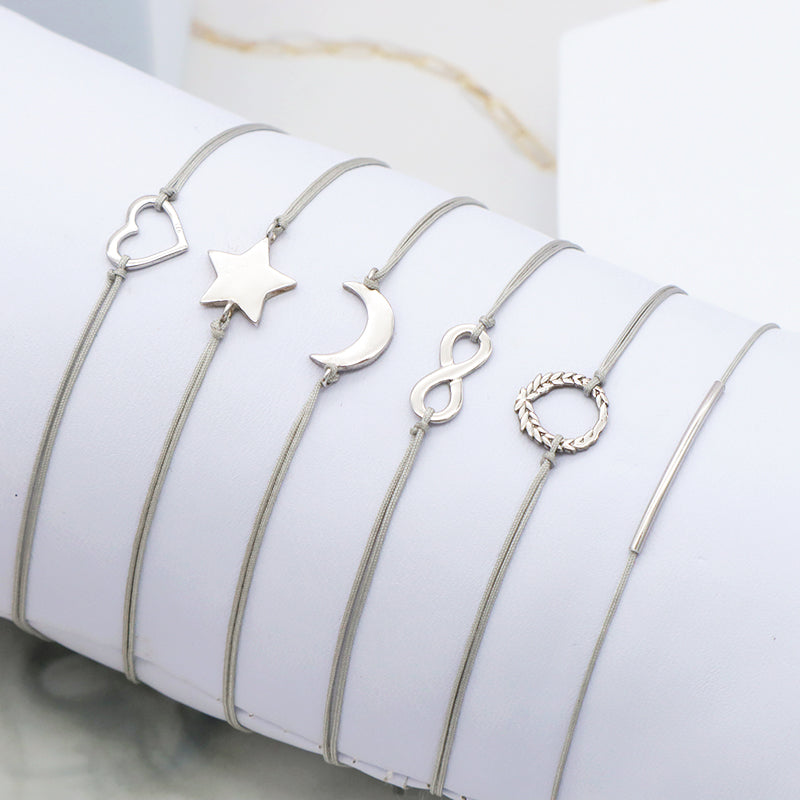 Custom Wholesale Simple Design Rhodium Plating Adjustable Cotton Wire 925 Sterling Silver Small Charms Bracelets