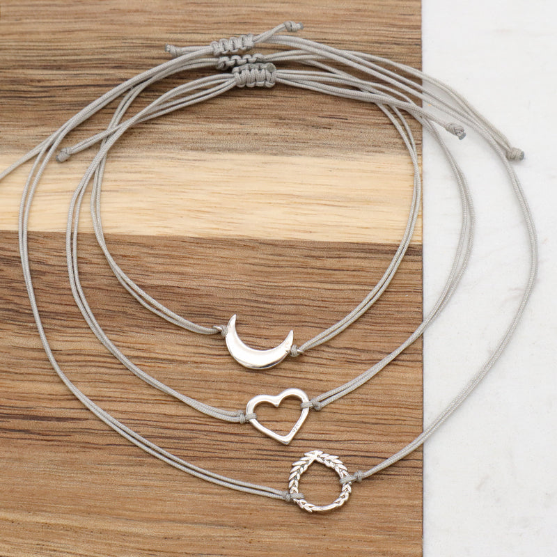 Custom Wholesale Simple Design Rhodium Plating Adjustable Cotton Wire 925 Sterling Silver Small Charms Bracelets