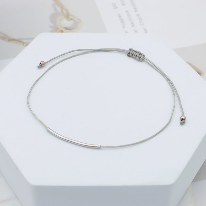 Custom Wholesale Simple Design Rhodium Plating Adjustable Cotton Wire 925 Sterling Silver Small Charms Bracelets