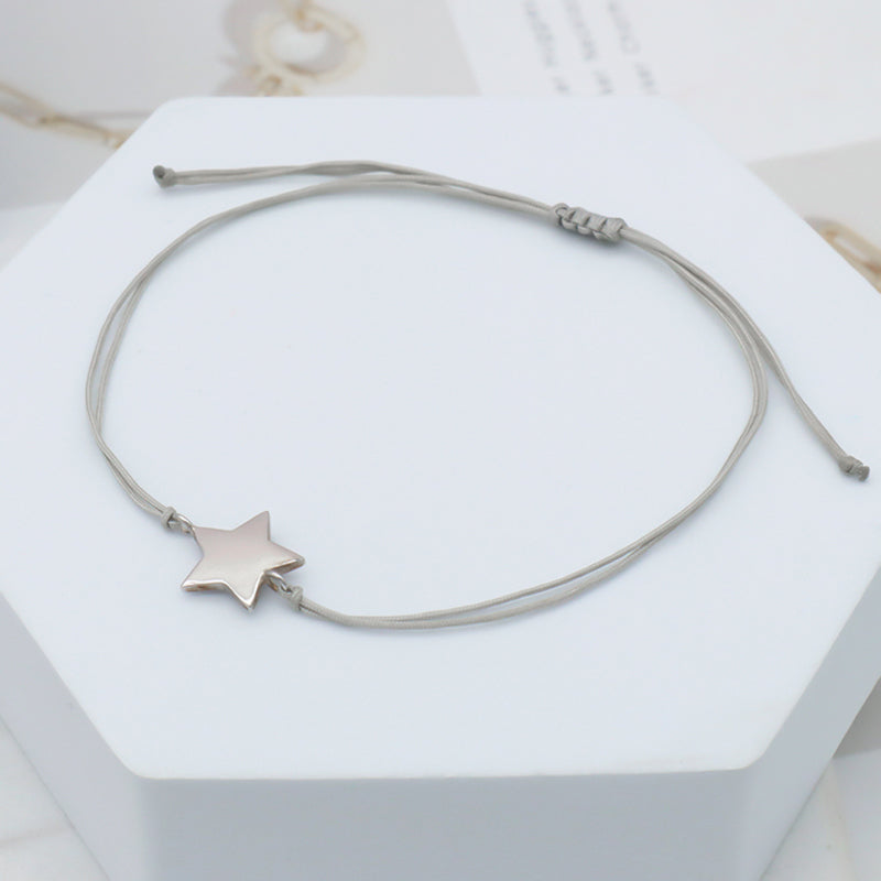 Custom Wholesale Simple Design Rhodium Plating Adjustable Cotton Wire 925 Sterling Silver Small Charms Bracelets