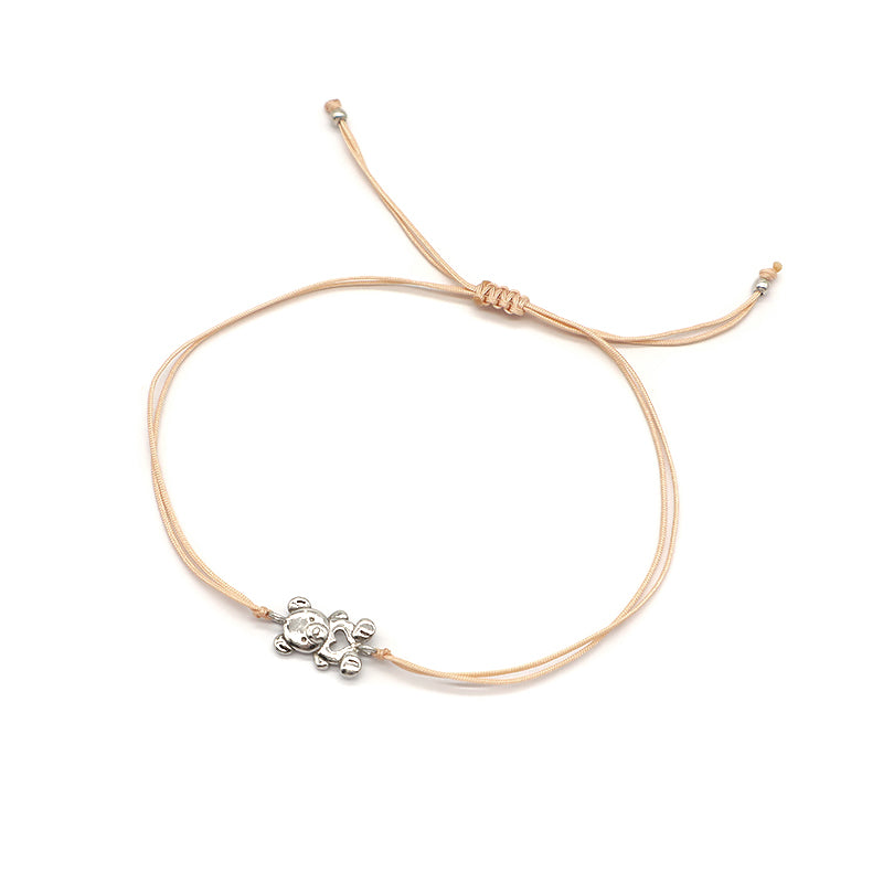 Custom Wholesale Simple Design Rhodium Plating Adjustable Cotton Wire 925 Sterling Silver Small Charms Bracelets