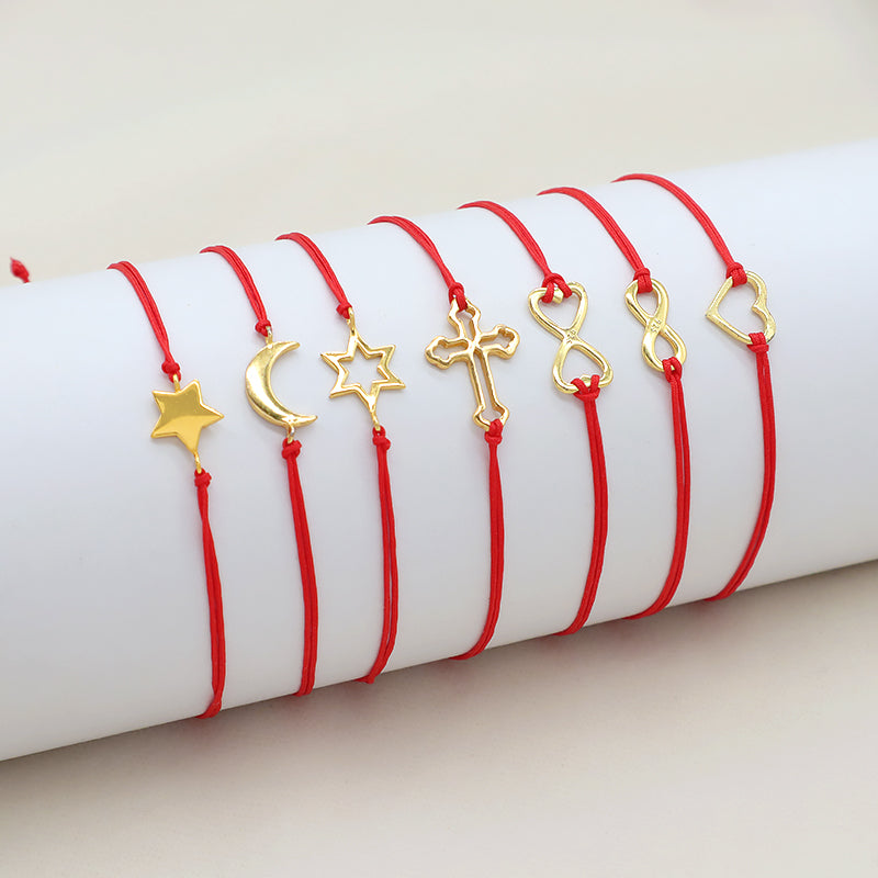 Oem Custom Wholesale Adjust Handmade Gold Plating Star Heart 925 Sterling Silver Charm Bracelets