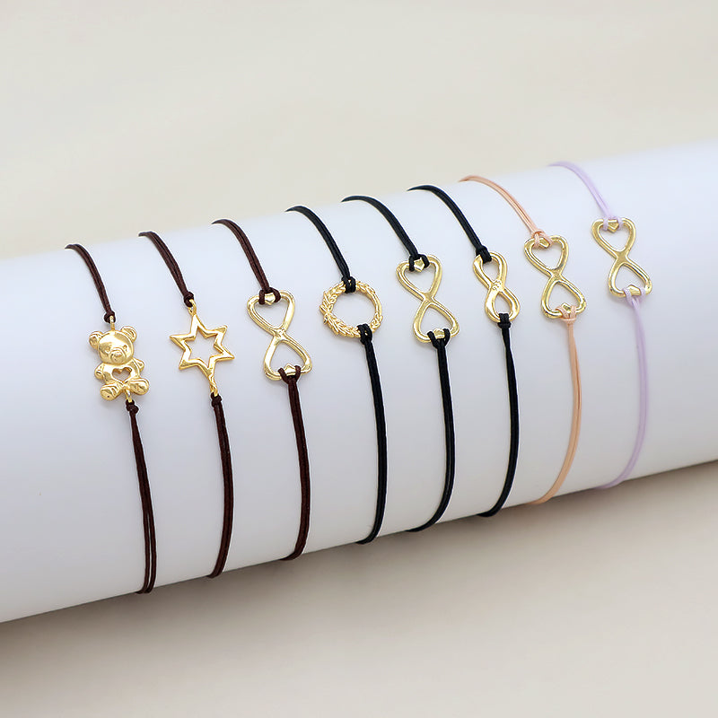 Oem Custom Wholesale Adjust Handmade Gold Plating Star Heart 925 Sterling Silver Charm Bracelets