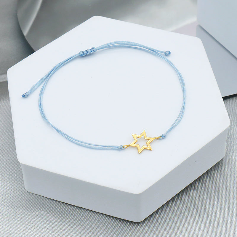Oem Custom Wholesale Adjust Handmade Gold Plating Star Heart 925 Sterling Silver Charm Bracelets