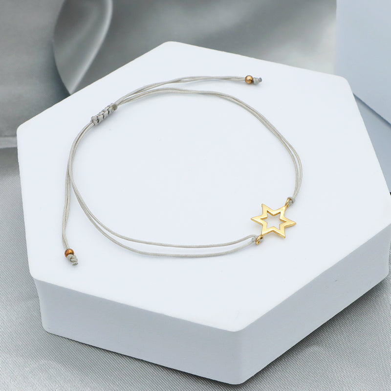 Oem Custom Wholesale Adjust Handmade Gold Plating Star Heart 925 Sterling Silver Charm Bracelets
