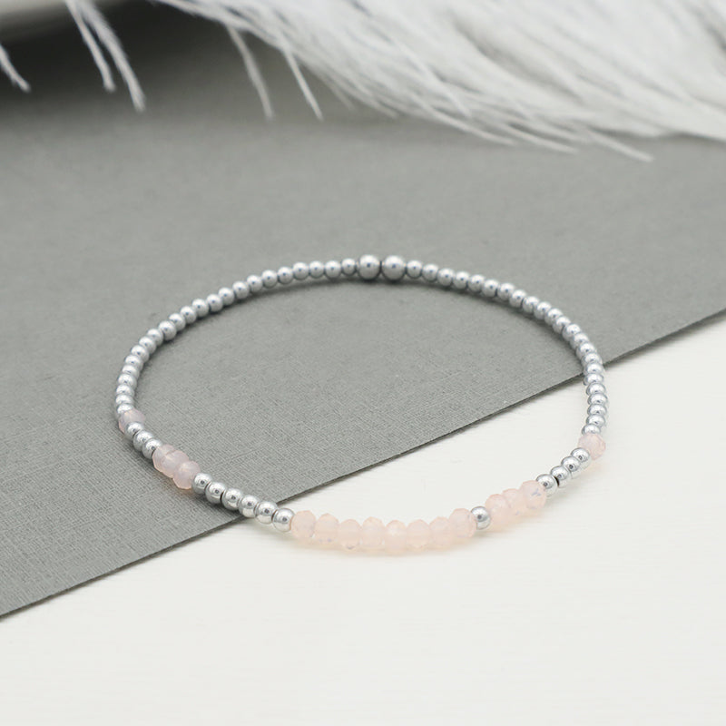 Wholesale Trendy Woman Custom Jewelry Set Handmade Pink Glass Crystal Bracelets Charms Beads Bracelets Set