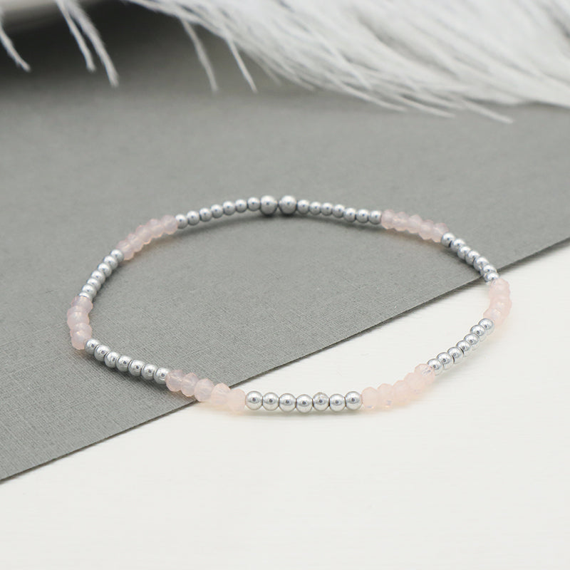 Wholesale Trendy Woman Custom Jewelry Set Handmade Pink Glass Crystal Bracelets Charms Beads Bracelets Set