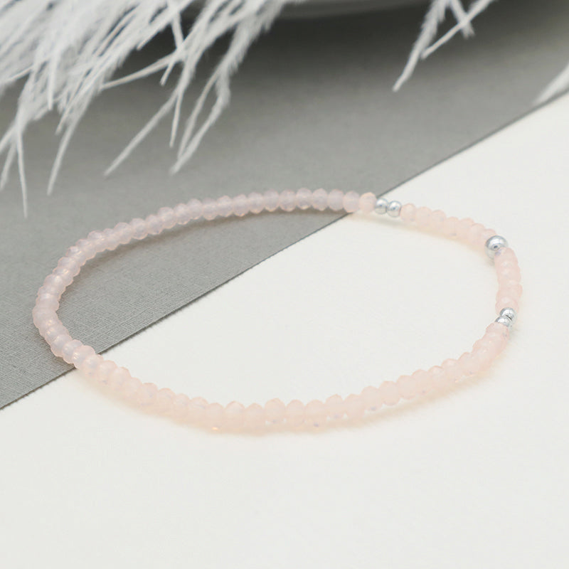 Wholesale Trendy Woman Custom Jewelry Set Handmade Pink Glass Crystal Bracelets Charms Beads Bracelets Set